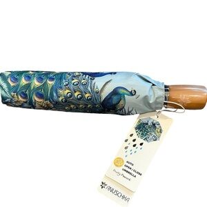 New Anuschka Auto Open/Close umbrella- pretty Peacock
